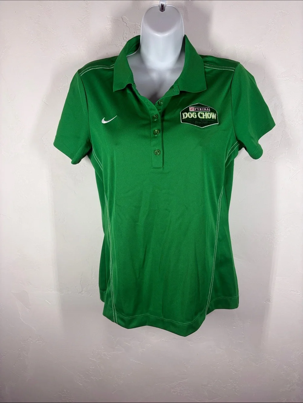 Nike Golf Women’s Green Button-Down Polo with Purina Dog Chow Patch size medium